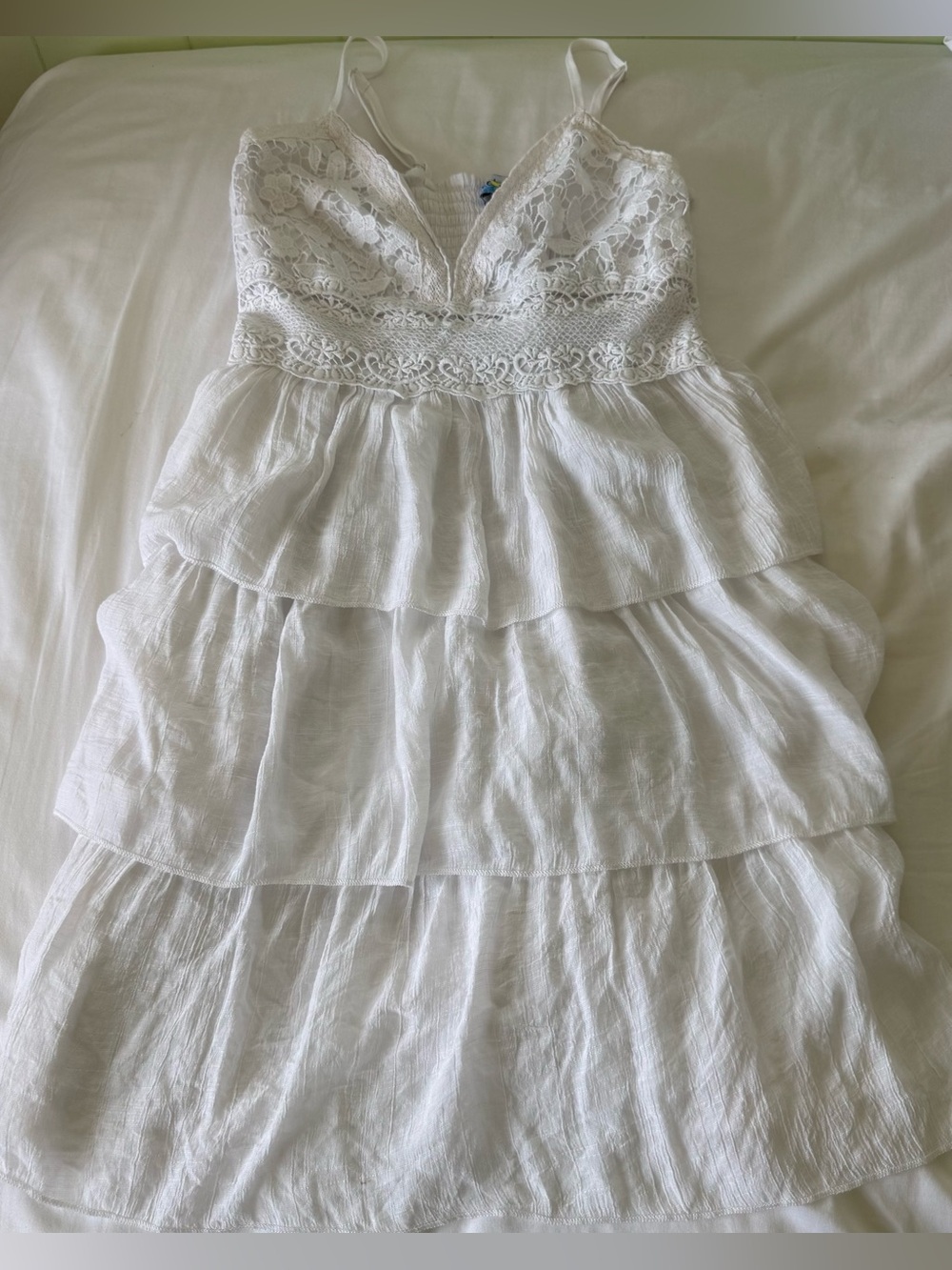 White Tiered Lace Bodice Sundress